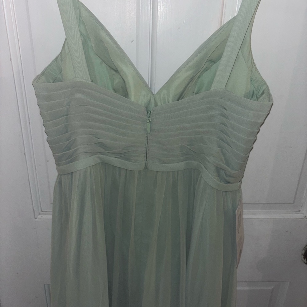 Azazie Sage Green Maxi Dress with Slit - Picture 6 of 6